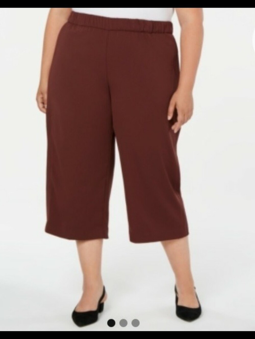 Alfani Culotte Graphic Oasis Wide-Leg Crop Pull On in Dark Fudge, 2X